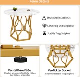 thumbnail of Esstisch rund 100x100x76  Weiß+Gold MDF Tischplatte mit Marmoroptik Metallbeine mit Bodenausgleich, stabil und pflegeleicht