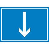 thumbnail of Richtungspfeil runter Schild waagerecht weiss blau Pfeil A4 Rückseite selbstklebend