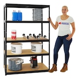 thumbnail of PROREGAL Mega Deal | 3x Schwerlastregal Big Elephant M & 1x Höhenverstellbare Werkbank Big Dino | Fachlast bis zu 600kg | Schwarz | Stecksystem