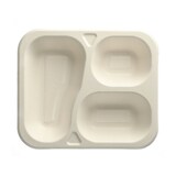 thumbnail of PAPSTAR 100 Siegelschalen, Zuckerrohr 3-geteilt 925 ml 4,2 cm x 21,2 cm x 25 cm weiss