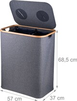 thumbnail of Relaxdays Pfandflaschen Sammelbehälter, 140 L, bis 60 Flaschen, 2 Innenbeutel, Flaschensammler für Glas & Plastik, grau