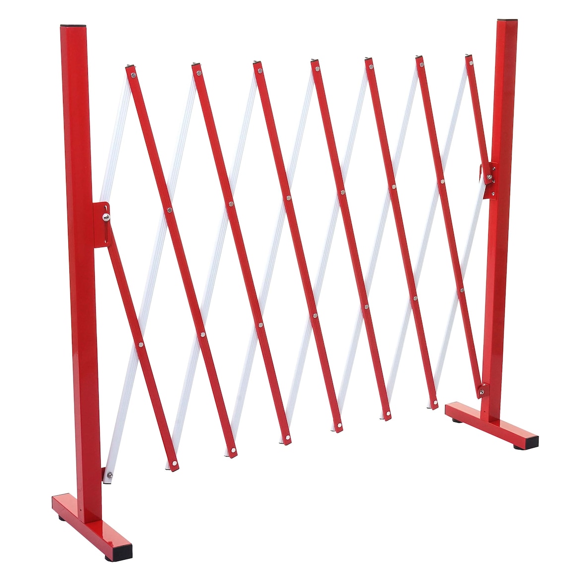 Griglia di protezione HWC-B34, griglia di protezione a forbice estensibile, alluminio rosso-bianco ~ altezza 103cm, larghezza 28-200cm