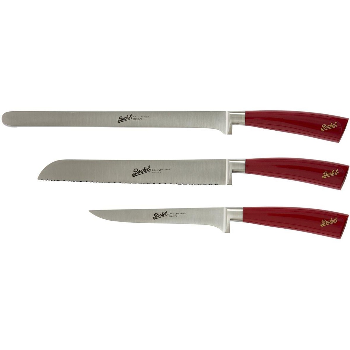Berkel - Elegance - Juego de 3 cuchillos para jamón - Rojo