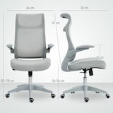 thumbnail of HOMCOM silla de oficina giratoria de malla, con soporte lumbar, reposabrazos abatibles, reposacabezas integrado, basculante, altura ajustable, gris