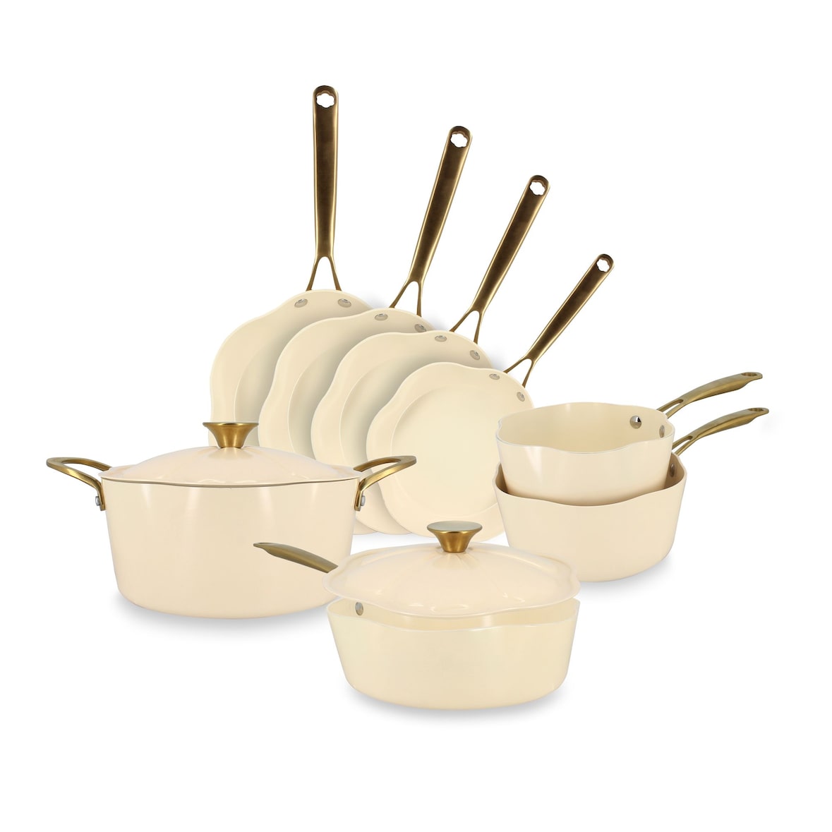 Menastyl - Lot de 8 pièces dahlia en aluminium recyclé beige