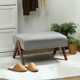 thumbnail of HOMCOM reposapiés de salón taburete bajo tapizado en pana otomana rectangular con asiento acolchado y patas de madera para sala de estar dormitorio