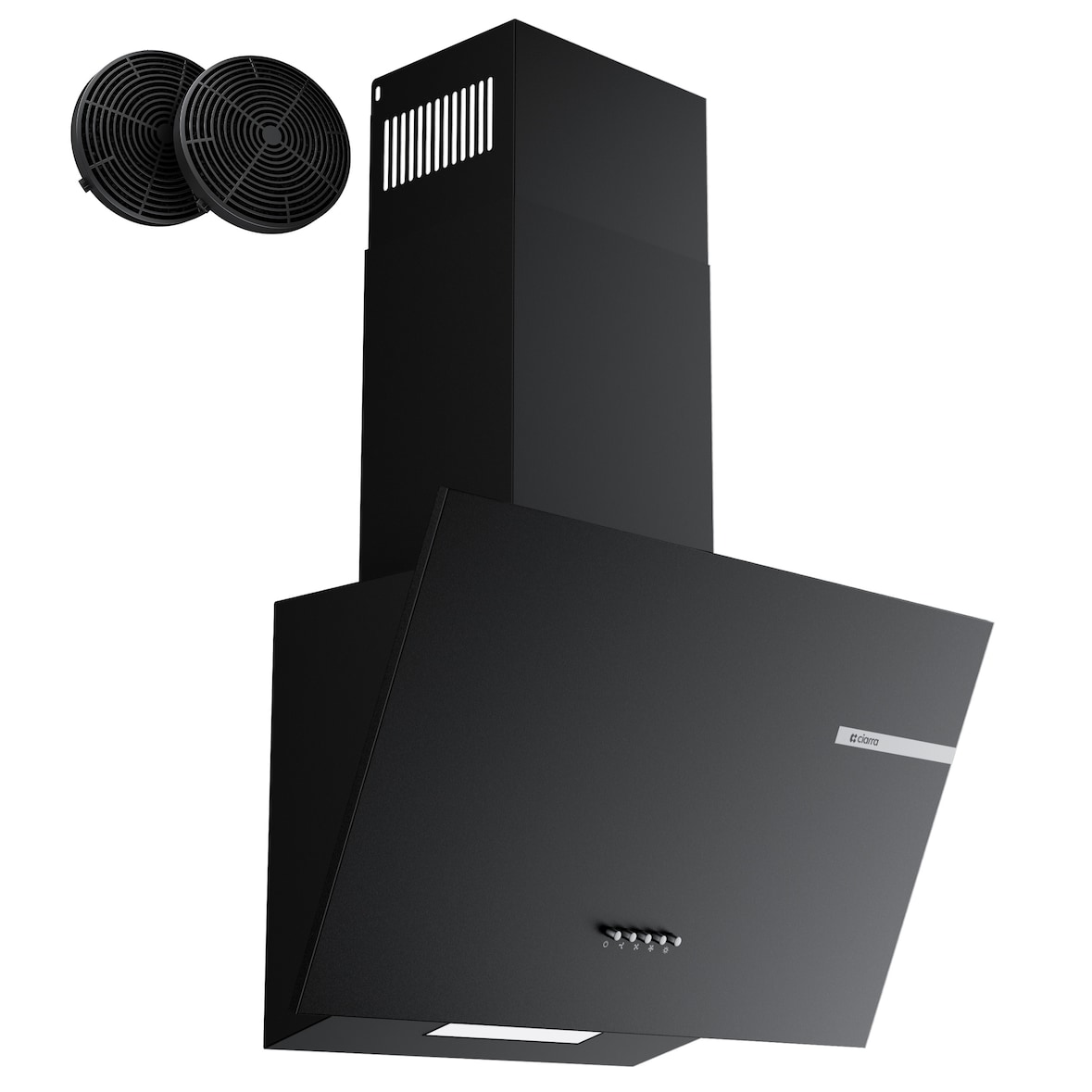 Extrator de cozinha CIARRA Exaustor de parede inclinado A+ 580m³/h 60cm 3 níveis, recirculação e exaustão de ar VM6765AB