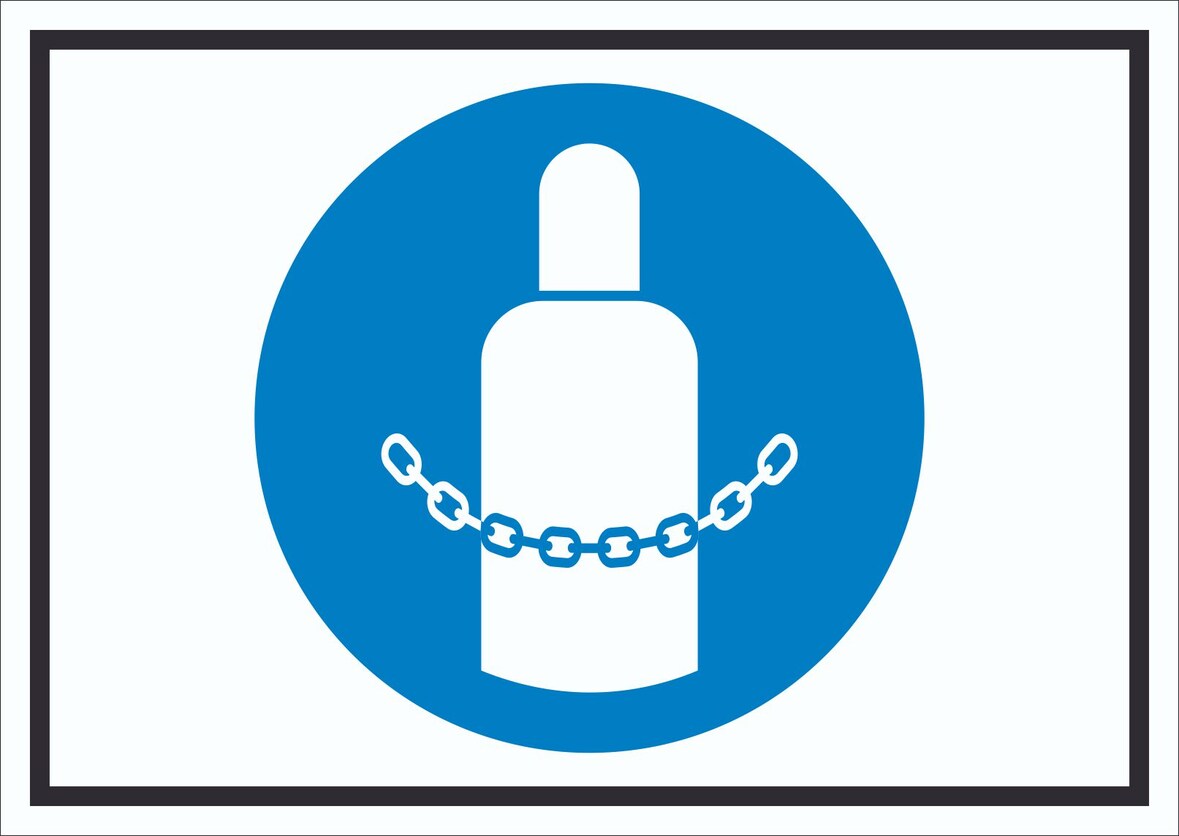 Gasflaschen sichern Symbol Schild A5 Rückseite selbstklebend