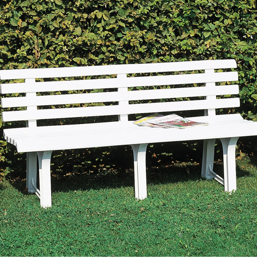 Banco  Jardín Resina Blanco 145x49 cm.