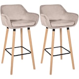 thumbnail of Conjunto de 2 bancos de bar em veludo Grant creme