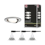 thumbnail of Paulmann Spot encastré LED Nova schwenkbar Kit de base orientable  rond 84mm 50° GU10 3x6,5W 3x460lm 230V  2700K Acier brossé 93429