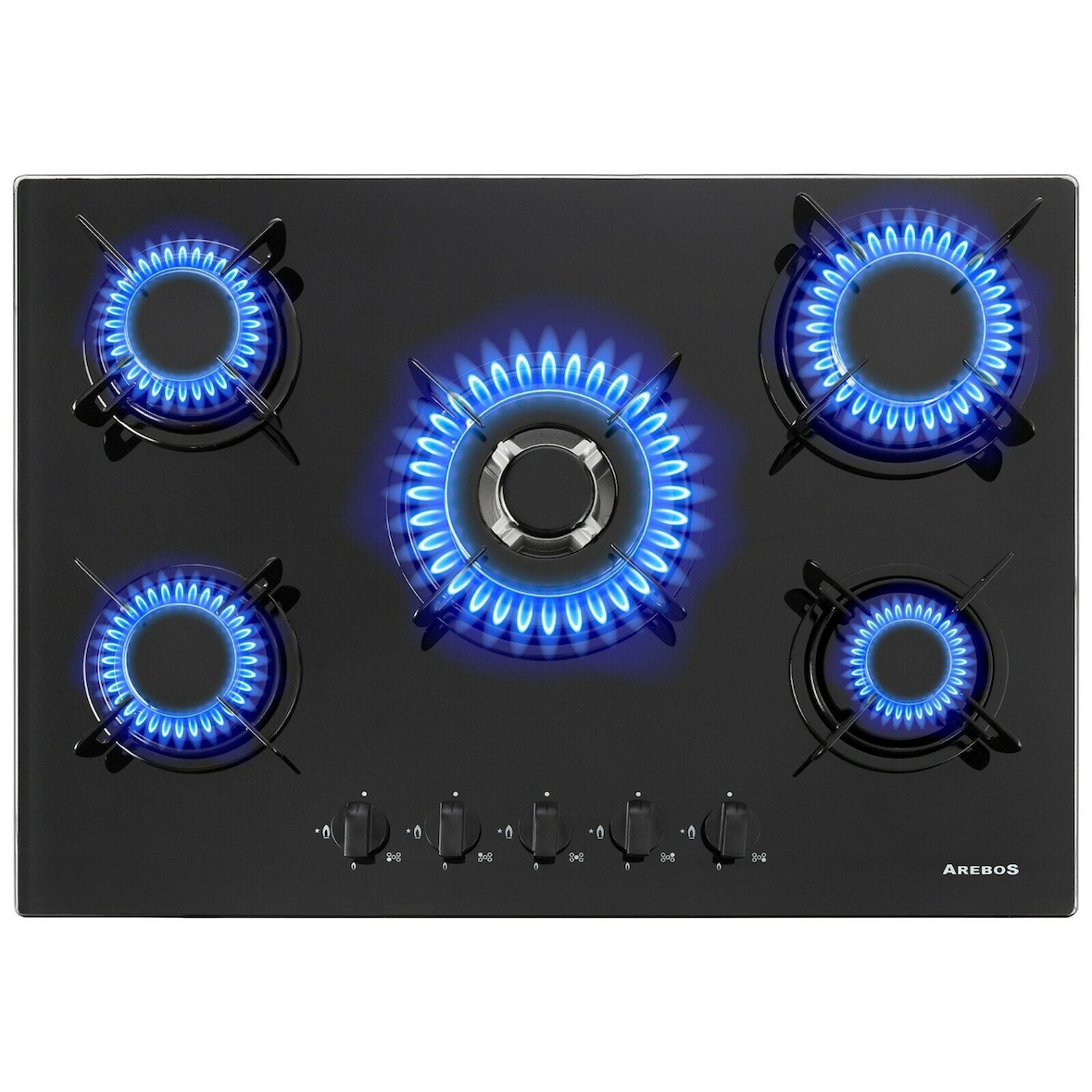 Piano cottura a gas 5 Fiamme Vetroceramica Stufa da Incasso Gas