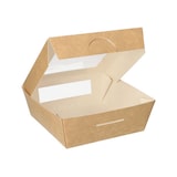 thumbnail of PAPSTAR 25 Feinkostboxen, Pappe mit Sichtfenster aus PLA eckig 750 ml 14 cm x 14 cm x 5 cm braun