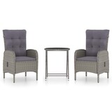 thumbnail of vidaXL 3-tlg. Bistro-Set Poly Rattan und Glas Grau