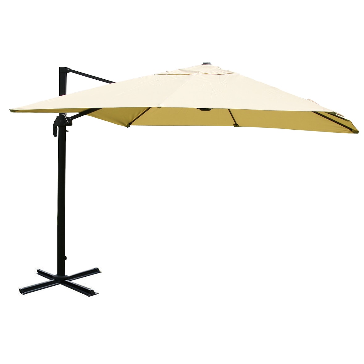 Décoshop26 - Parasol professionnel restaurant pour jardin terrasse 3x4m (Ø5m) polyester/aluminium 26kg crème sans pied, rotatif 04_0003342