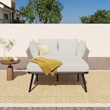 thumbnail of Merax tuinlounge, 2-zitsbank met kussens en touwvlechtwerk, outdoor, beige