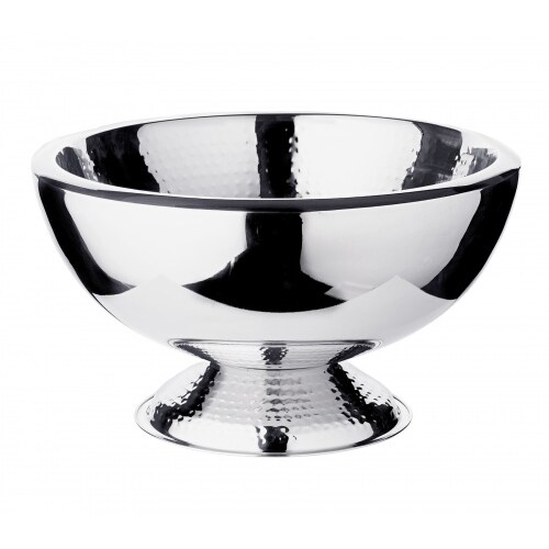 Champagnerkühler Toni, doppelwandig, Edelstahl hochglanzpoliert, Innen und Fuß gehämmert, ø 43 cm