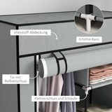 thumbnail of Stoffschrank Faltschrank 83x43x163 cm mit Kleiderstange 5 Fächern 2 Stoffschubladen Reißverschluss Stauraum Hellgrau Stahlrahmen