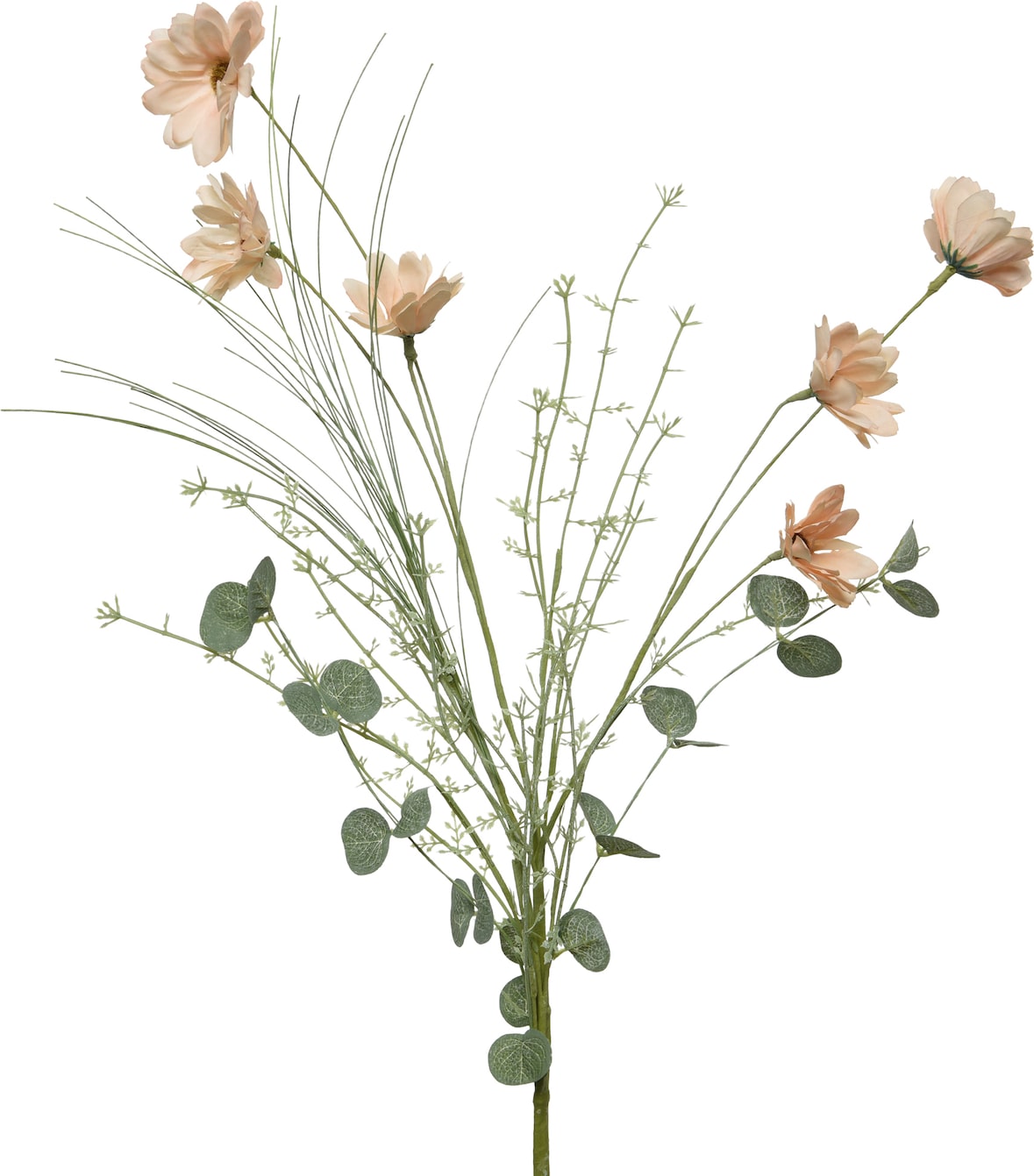 Künstliche Kosmee mit Stiel 65cm Gräßer Eukalyptus Kunstblumen Seidenblumen Dekoblumen Blumendeko Wiesenblumen Wildblumen Stielblumen Pfirsich Rosa