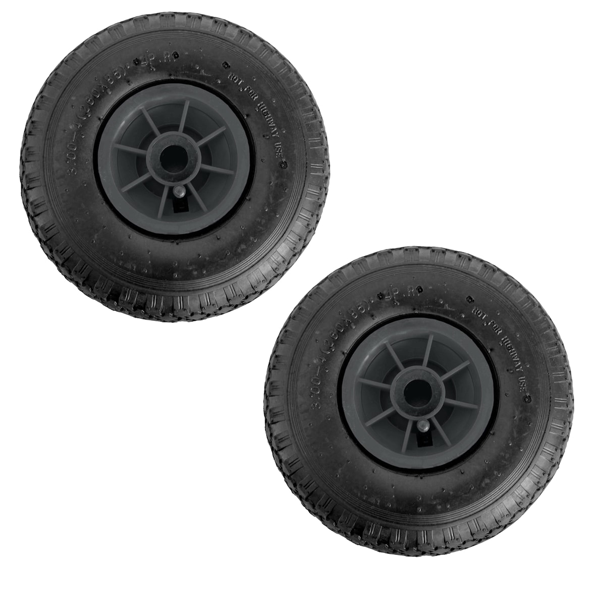 2x Sackkarrenrad Luftrad 260x85 mm 3.00-4 75 mm zentrierte Nabe Ø 20 mm grau robustes 4 PR Gewebe
