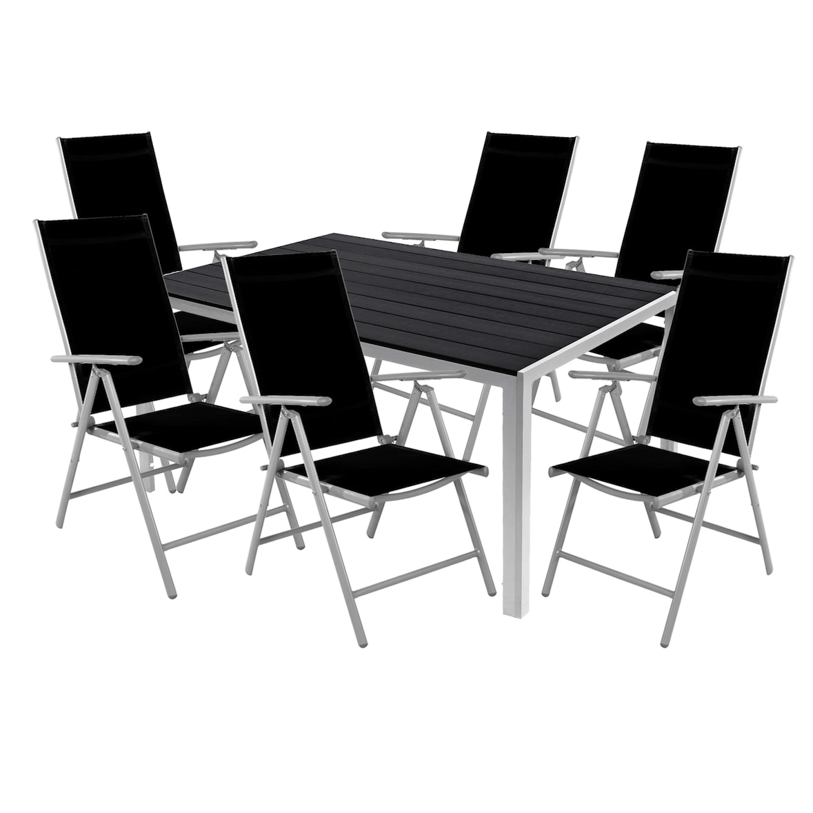 7tlg Gartenmöbel Set Gartengarnitur Outdoor Alu Non-Wood 180x90x74cm