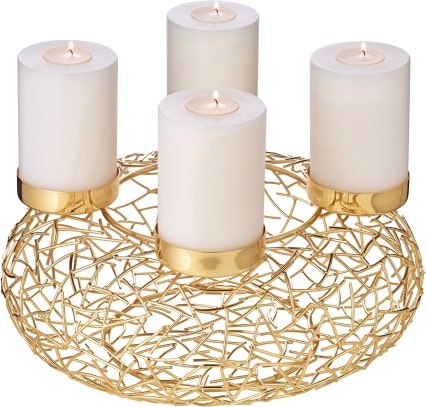 Adventskranz Milano (ø 34 cm), goldfarben, glänzend, Edelstahl