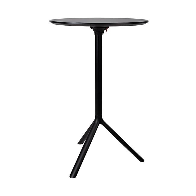 Table haute ronde noire "MIURA" conçue par Konstantin Grcic