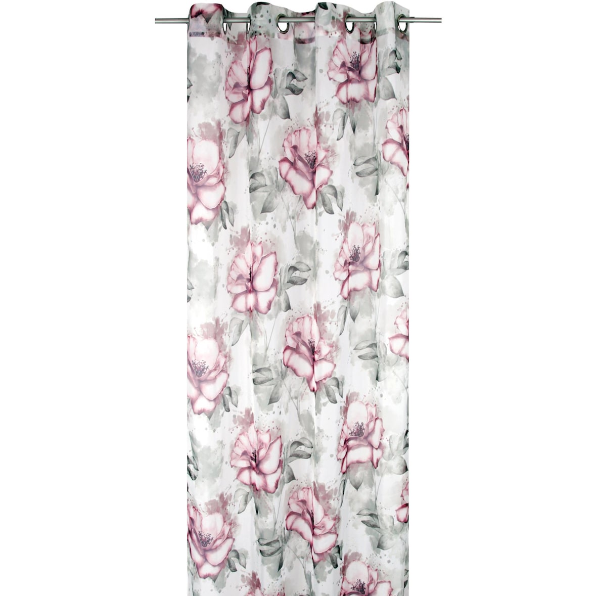 Gardine 140x245cm Voile mit Druck Flower Ösenschal