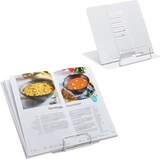 thumbnail of Relaxdays Buchständer, 2er Set, Leseständer 6-fach höhenverstellbar, Kochbuchhalter mit Klemme, Küche, Stahl, weiß
