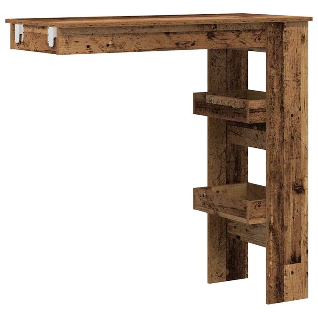 Table bar mural vieux bois 102x45x103,5 cm bois d'ingénierie Modèle Boréal Panorama Urban