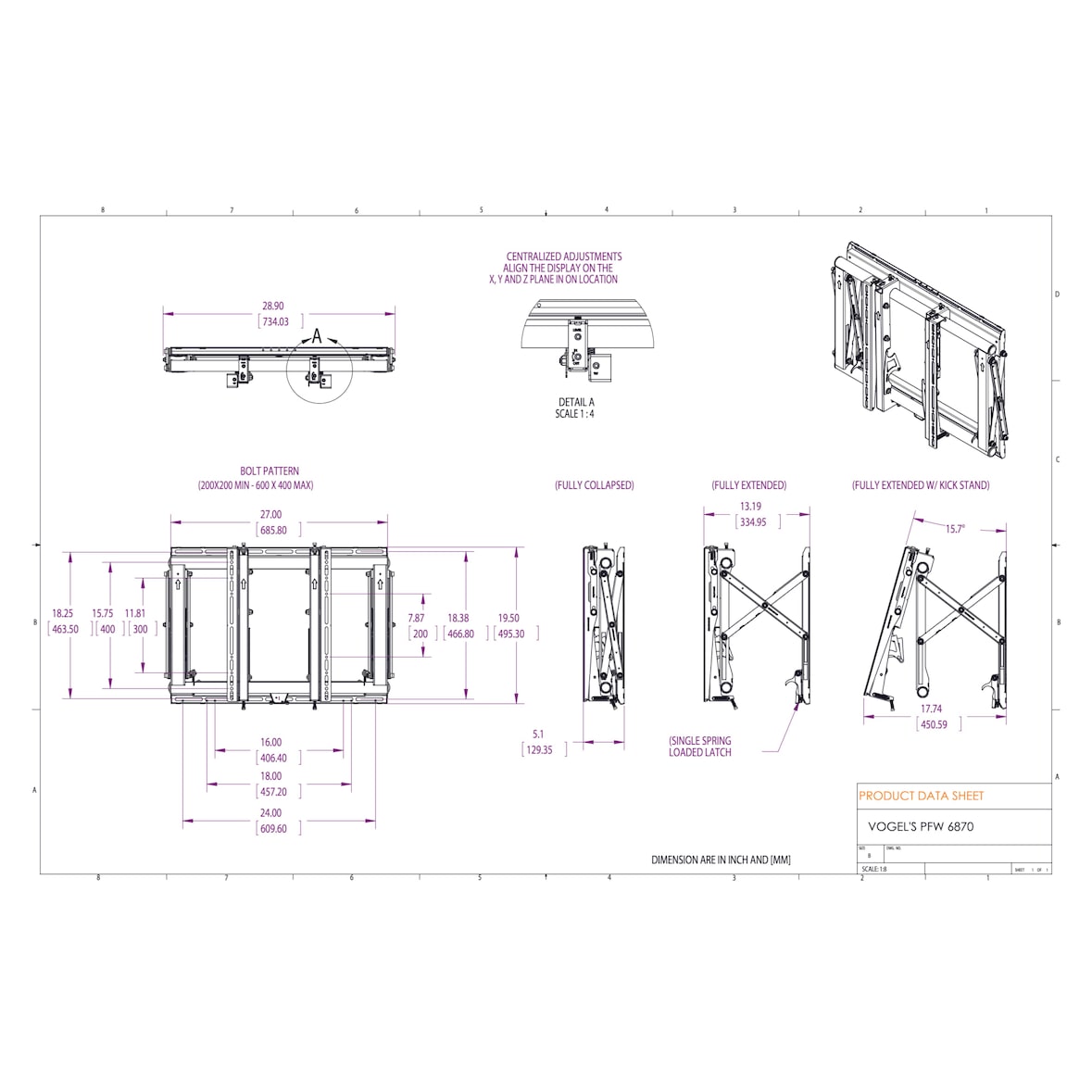Vogels PFW 6870 Display Videowandmodul pop-out