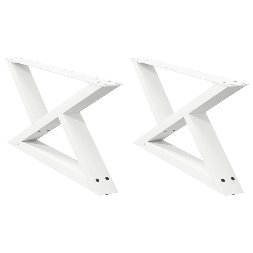 Helloshop26 - Lot de 2 pieds de table basse design moderne ajustable 70 x 30 cm en acier blanc 02_0056979