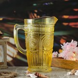 thumbnail of Krug Vintage Boho Blumenmuster Karaffe Tee Saft Kanne Glas 1,4l gelb