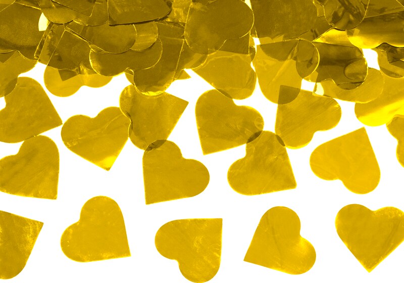 Goldene Herzkonfetti.