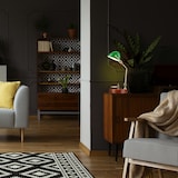 thumbnail of Relaxdays Bankerlampe, neigbarer Glasschirm, Holzfuß, E27-Fassung, Schreibtischlampe Retro, Bibliothekslampe, grün-braun
