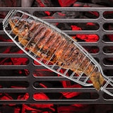 thumbnail of Relaxdays Fischbräter 2er Set, Edelstahl, Gummigriff, 58,5 cm lang, Fischhalter zum Grillen, Grillkorb Fisch, silber