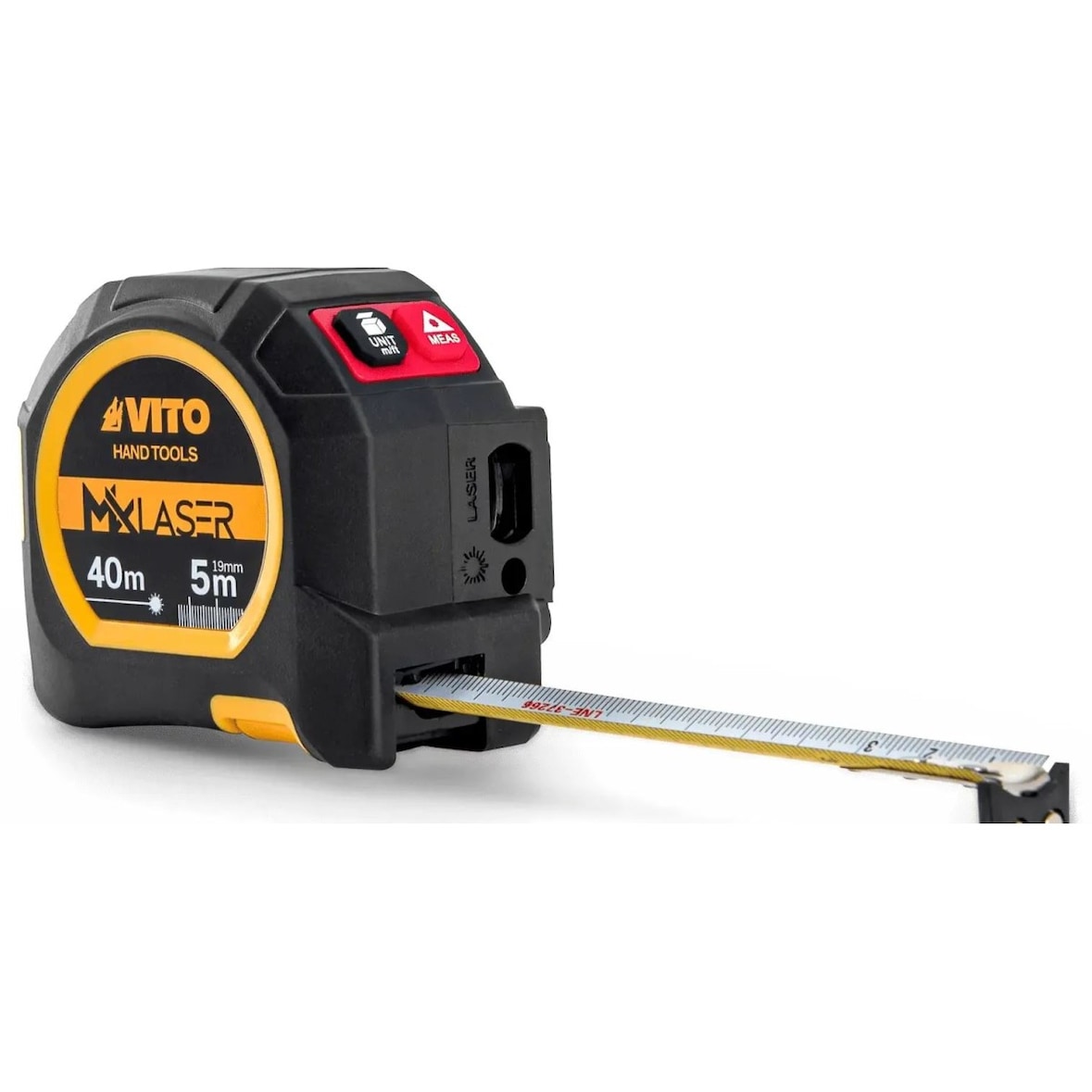 Meetlint van 5 m en laserafstandsmeter van 40 m IP54 display met achtergrondverlichting LCD-scherm met achtergrondverlichting USB-C opladen VITO