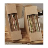 thumbnail of MONOUSO - Kraft Kartonnen Wrapper met Venster Driedubbele Sandwich 12,5x7,5x12,5cm (500 Stuks)