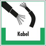 thumbnail of Aufkleber I Abfallkennzeichen Kabel, mit Symbol und Text, Folie, selbstklebend, 200x200mm