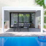 thumbnail of Pergola bioclimatique adossée blanche 3x4m et 1 Store 2,66 x 2,4m