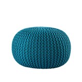 thumbnail of PREMIUM Sitzhocker Pouf  ø 45cm  Strickpouf Indoor u. Outdoor - pflegeleicht & nachhaltig : türkis - navigate