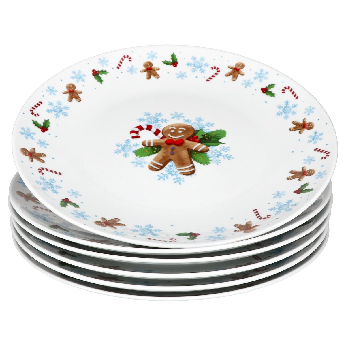 6x Candyman Speiseteller Porzellan 6 Personen Essteller Weihnachten eisblau