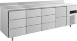 thumbnail of Gastro Kühltisch 2 Schubladen rechts je 3 Schubladen links&mittig Umluftkühlung Aufkantung, 2330x700x850mm -2/+8°C 632l
