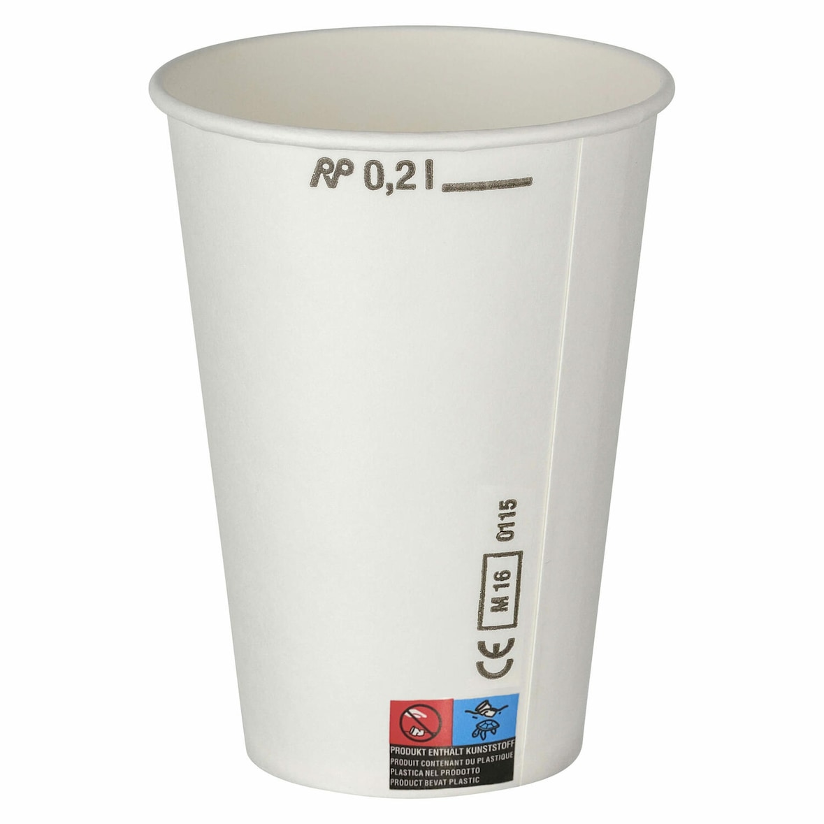 100x Kaltgetränkebecher Pappbecher weiß mit CE Eichstrich 200 ml
