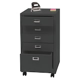 thumbnail of Rolcontainer HWC-L49, ladekast stalen archiefkast, metaal 75x40x41cm 5 laden ~ donkergrijs