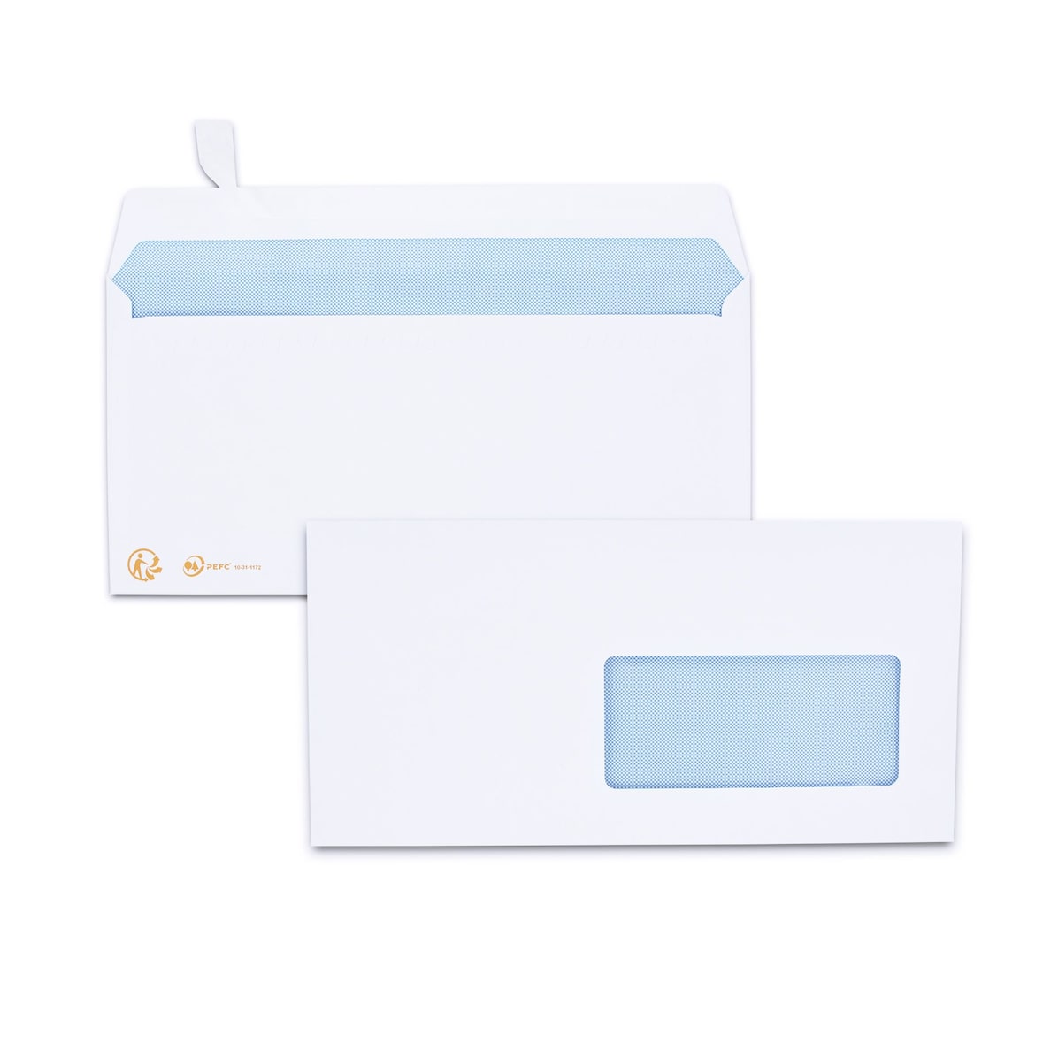 SIGMA Enveloppes EV053FR, format long, avec fenêtre, autocollantes, blanches, 500 unités