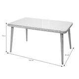 thumbnail of Poly-rattan eettafel HWC-H65, tuin/lounge tafel, staal + acacia halfronde poly-rattan MVG 150x90cm ~ grijs