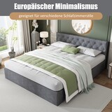 thumbnail of Polsterbett 140x200 Grau mit Hydraulikfunktion, Samtstoff, elegantes Bett mit Stauraum,Knopfoptik, Doppelbett für kleine Schlafzimmer, Boxspring Optik