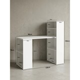 thumbnail of Schreibtisch WL5.692 mit Regal 120 x 120 x 53 cm Weiß Matt Holz Modern, Schreibtischregal Ablagefächer PC Tisch, Computertisch mit Ablage, Weißer