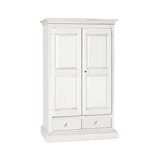 thumbnail of shopinnovativo -Armadio a cappello dritto appendiabiti con bastone e 2 ante 2 cassetti in legno massello e mdf con rifinitura in bianco 125x61x200 H